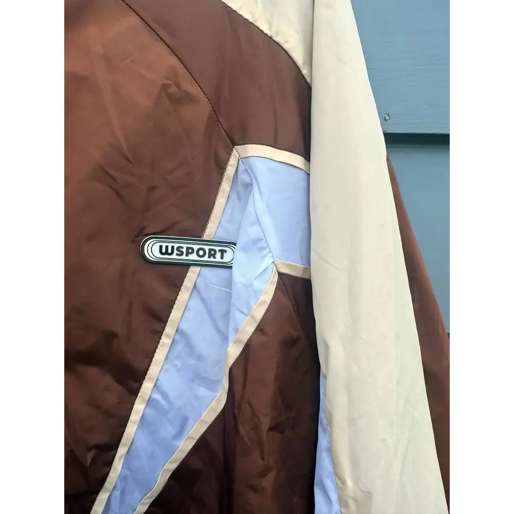 WAYDAMIN SPORT Brown Nylon Track Jacket Windbreaker Track Pants Set XS